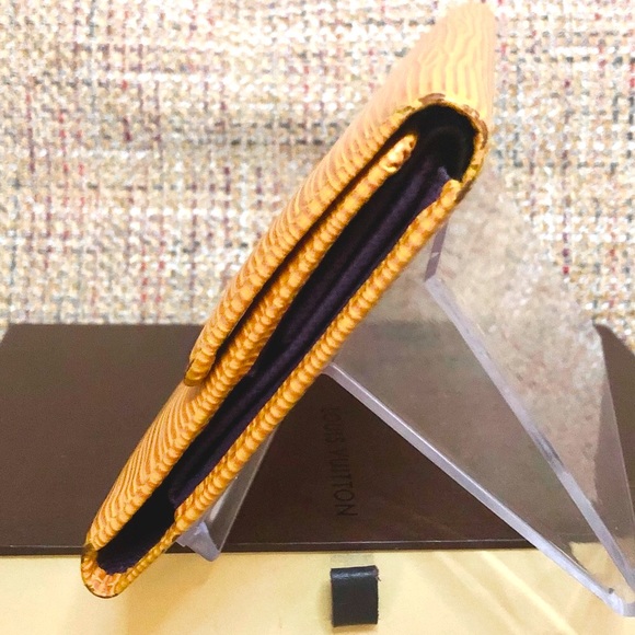 LOUIS VUITTON Sarah Continental Wallet Yellow Epi Leather Purple Interior w/ Box - Picture 3 of 14